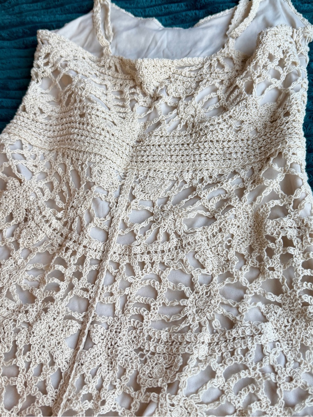 NWT Cupshe Cream Crochet Romper Playsuit with Spaghetti Straps - Picture 3 of 9
